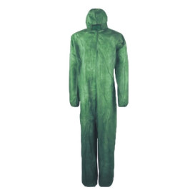 Disposable Plastic Coverall "TST" PP Hood Zipper Size L Green (1 Unit) 