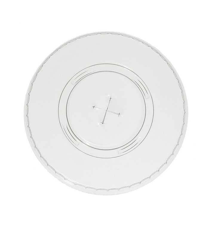 Plastic Lid with Straw Slot PET Crystal Flat Ø7,8cm (50 Units) 