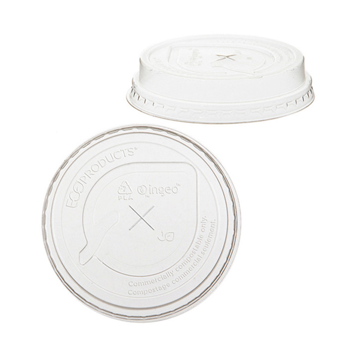 Plastic Lid with Straw Slot PLA for Cornstarch Cup 205,295ml (50 Units) 