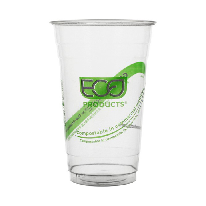 Cornstarch Cup PLA "Green Stripe" 590ml (50 Units) 