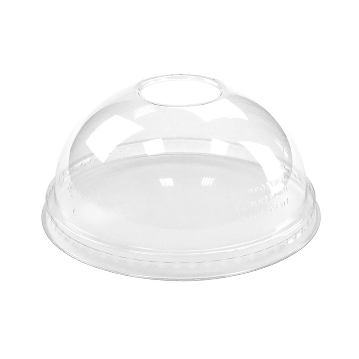 Plastic Dome Lid with Hole PLA for Cup 265,355,590ml (100 Units)