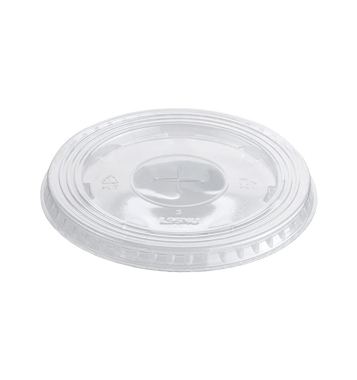 Plastic Lid with Straw Slot PET Crystal Flat Ø9,4cm (1000 Units)