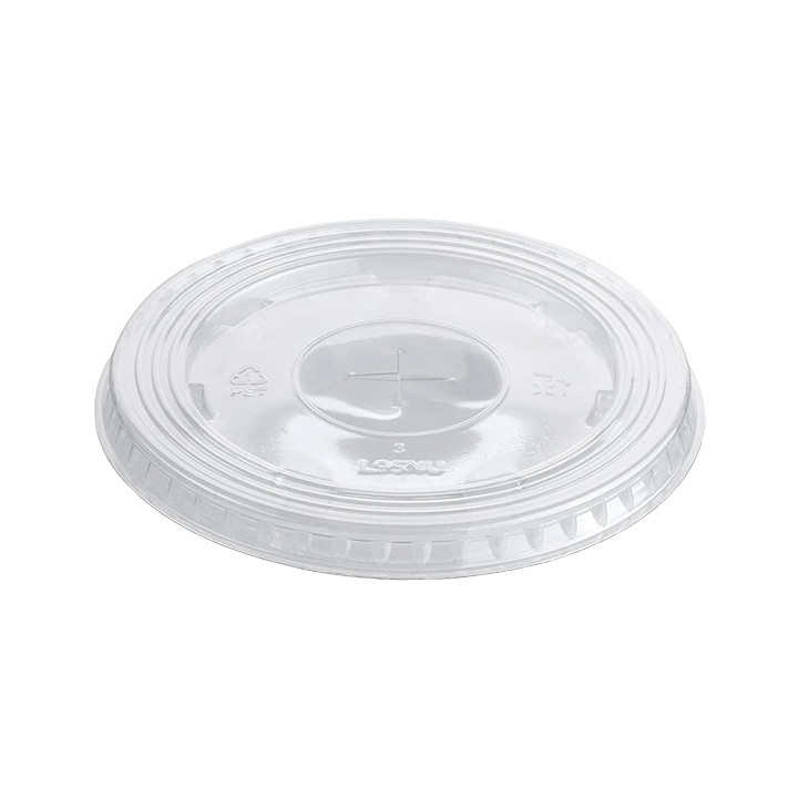 Plastic Lid with Straw Slot PET Crystal Flat Ø9,4cm (1000 Units)