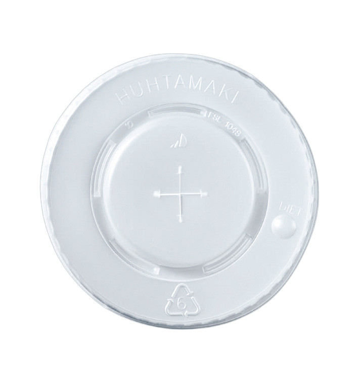 Plastic Lid with Straw Slot PS for Cups of 12, 16, 22 Oz Ø9,0cm 490ml (100 Units)
