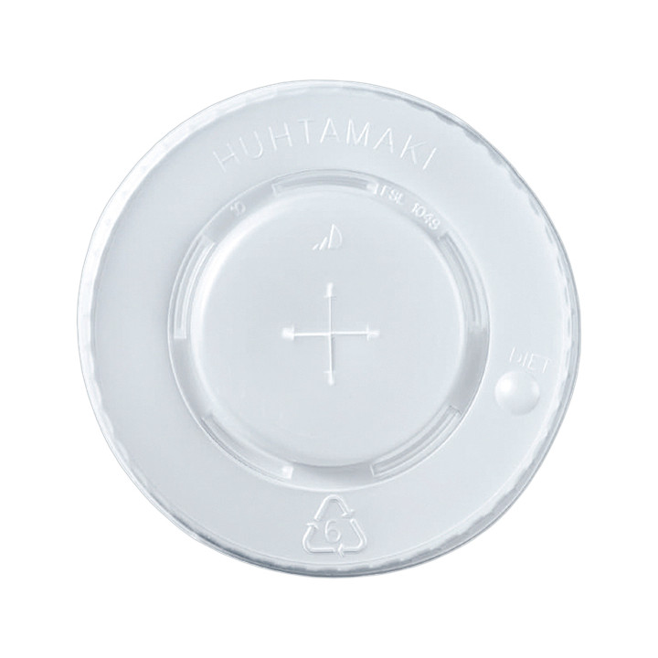 Plastic Lid with Straw Slot PS for Cups of 12, 16, 22 Oz Ø9,0cm 490ml (100 Units)