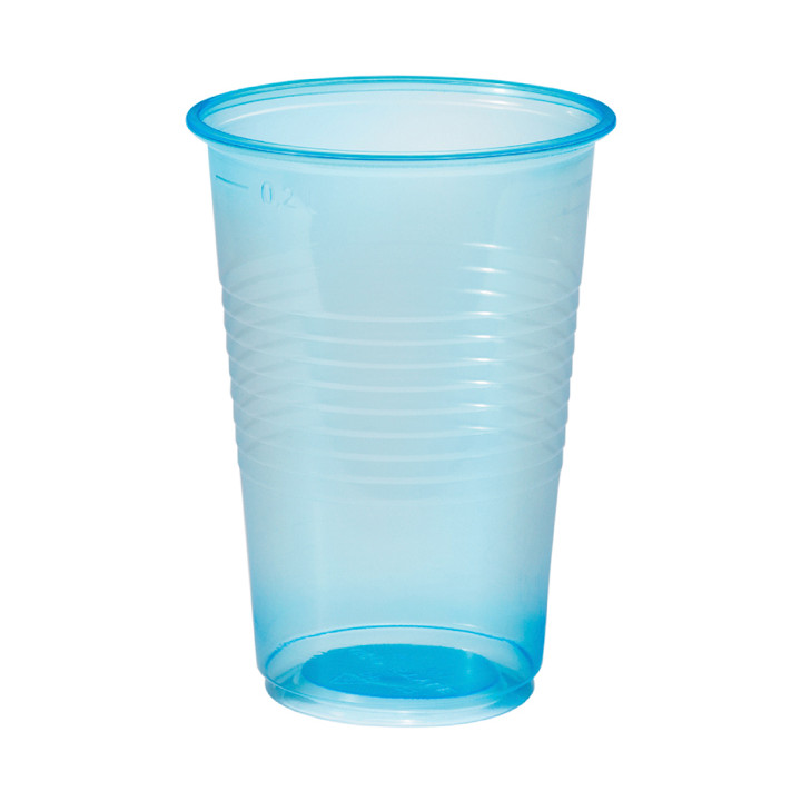 Plastic Cup PP Blue Clear 230ml (100 Units)