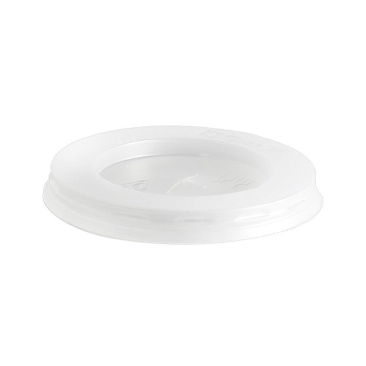 Plastic Lid with Straw Slot PS Clear Flat Ø7cm (100 Units)  