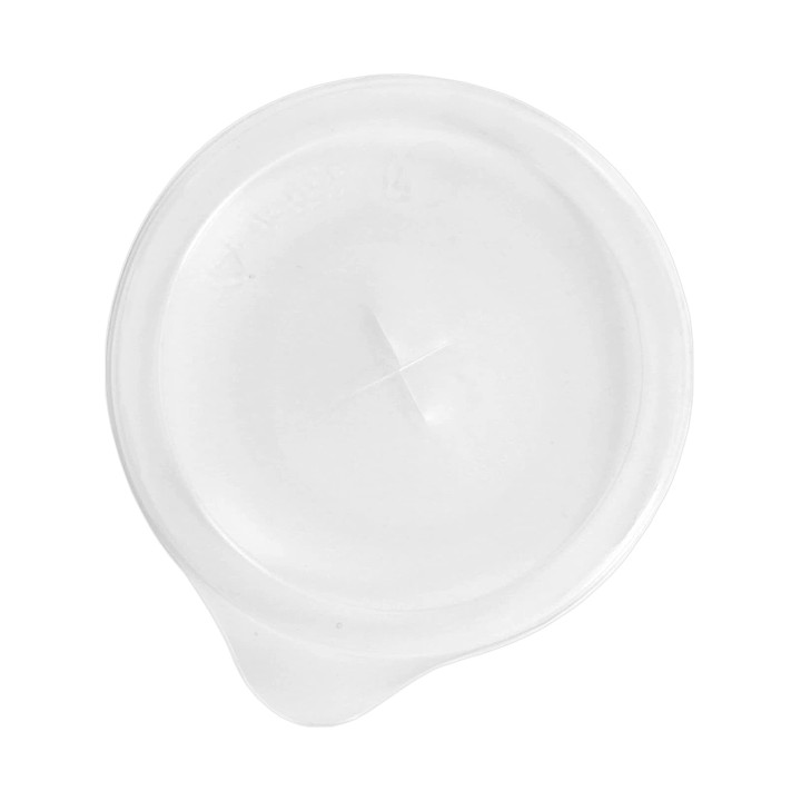 Plastic Lid with Straw Slot PS Easy Open Clear Flat Ø8cm (100 Units)  