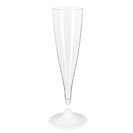 Reusable Plastic Stemmed Flute Sparkling Wine White 140ml 2P (48 Units)
