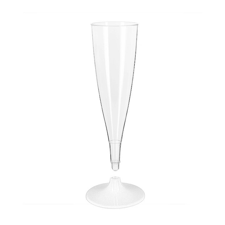 Reusable Plastic Stemmed Flute Sparkling Wine White 140ml 2P (48 Units)