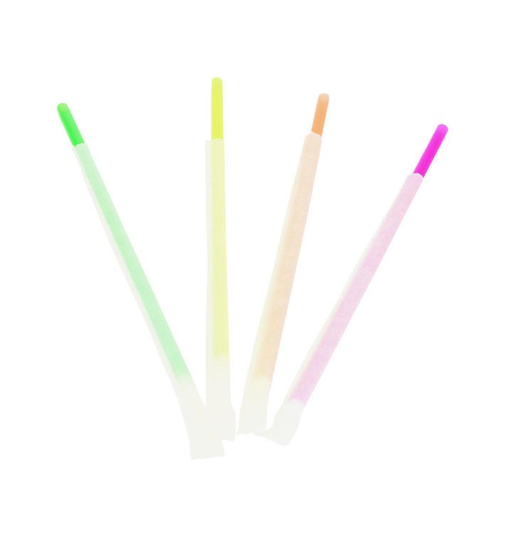 Plastic Straw Straight PS Fluorescent Wrapped Ø0,6cm 20cm (1000 Units)