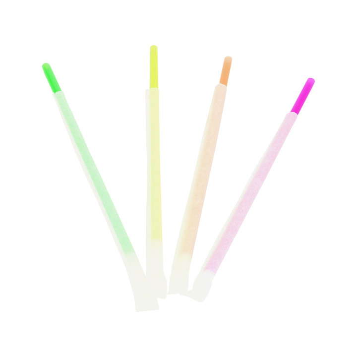 Plastic Straw Straight PS Fluorescent Wrapped Ø0,6cm 20cm (1000 Units)