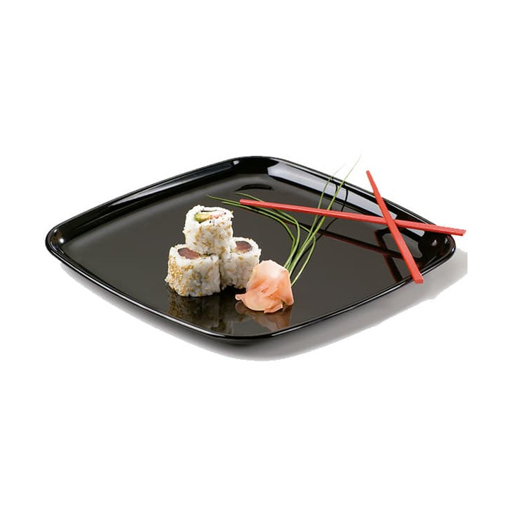 Plastic Tray Hard Black with Lid 27x27cm (5 Units) 