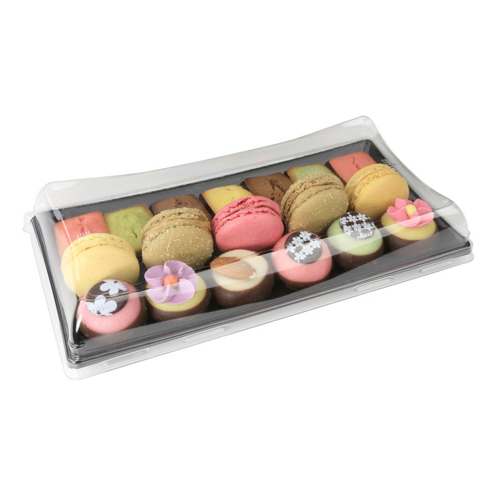 Plastic Platter Black with Lid 12x16cm (50 Units) 