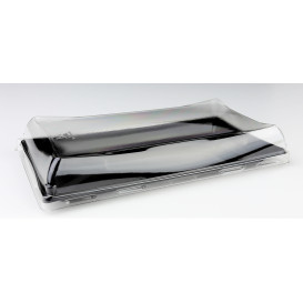 Plastic Platter Black with Lid 12x16cm (50 Units) 