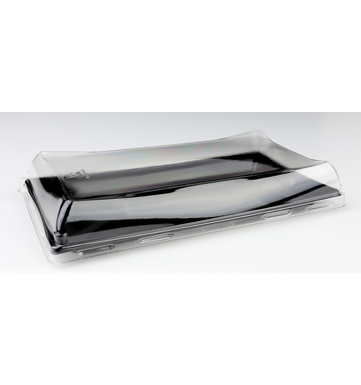 Plastic Platter Black with Lid 12x16cm (50 Units) 