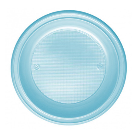 Plastic Plate PS Deep Light Blue Ø22 cm (30 Units) 