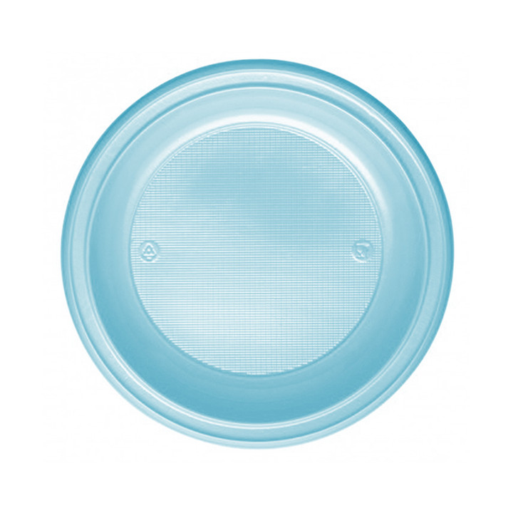 Plastic Plate PS Deep Light Blue Ø22 cm (30 Units) 