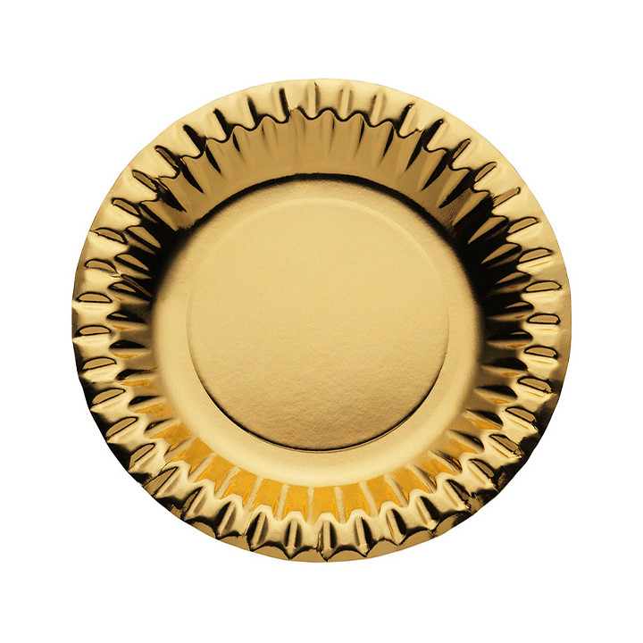 Paper Plate Round Shape "Party" Gold Ø18cm (10 Units) 