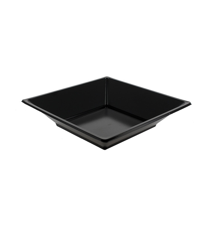 Plastic Plate Deep Square shape Black 17 cm (750 Units)
