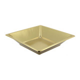 Plastic Plate Deep Square shape Gold 18 cm (5 Units) 