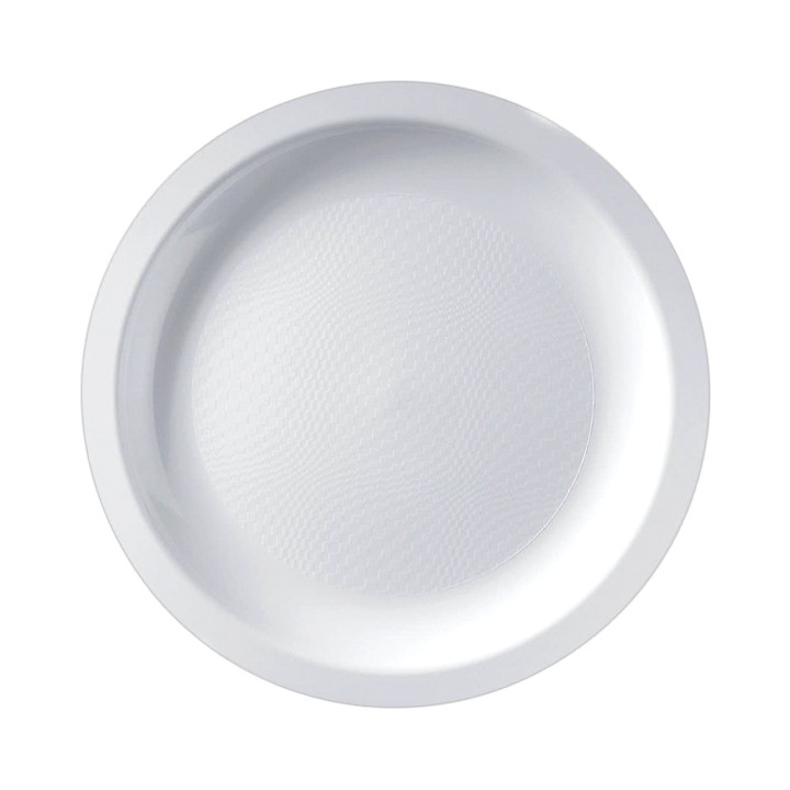 Plastic Plate Flat White "Round" PP Ø18,5 cm (50 Units) 