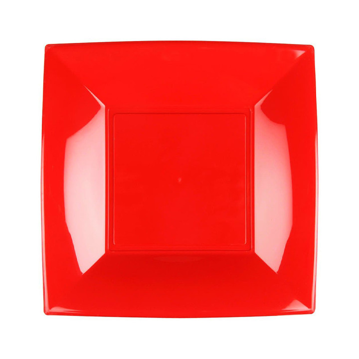 Plastic Plate Flat Red "Nice" PP 18 cm (300 Units)