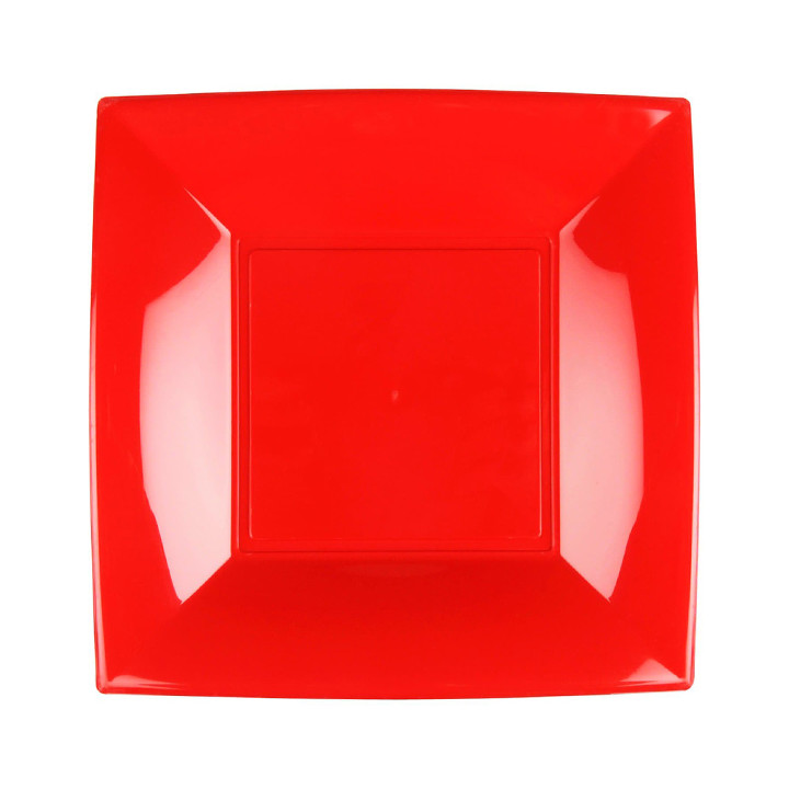 Plastic Plate Flat Red "Nice" PP 23 cm (25 Units) 