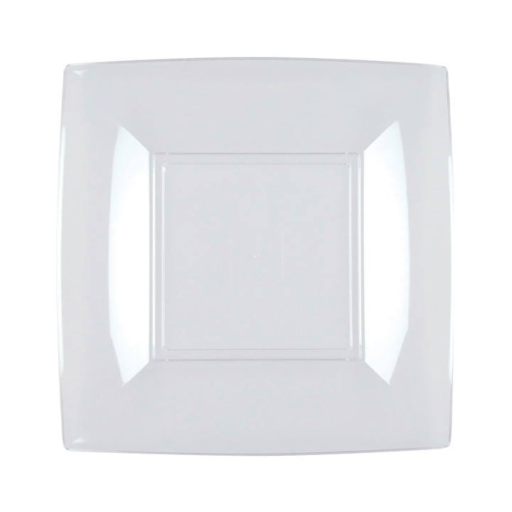 Plastic Plate Flat Clear "Nice" PS 18 cm (300 Units)