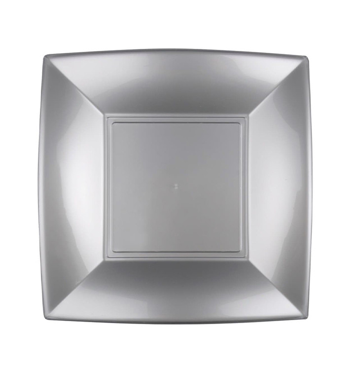 Plastic Plate Flat Grey "Nice" PP 18 cm (300 Units)