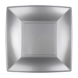 Plastic Plate Flat Grey "Nice" PP 23 cm (25 Units) 