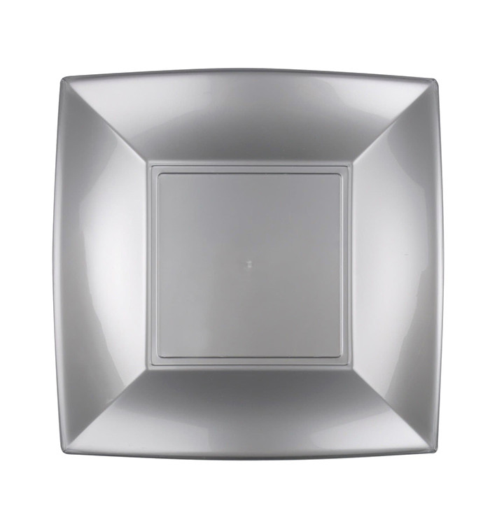 Plastic Plate Flat Grey "Nice" PP 23 cm (25 Units) 