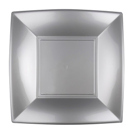 Plastic Plate Flat Grey "Nice" PP 23 cm (300 Units)