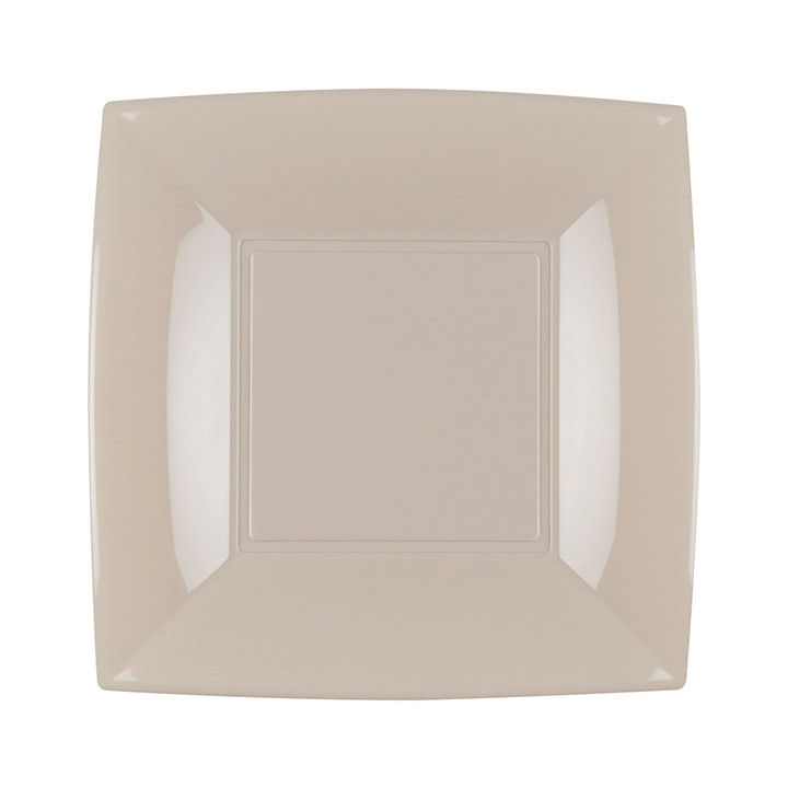 Plastic Plate Flat Beige "Nice" PP 18 cm (300 Units)