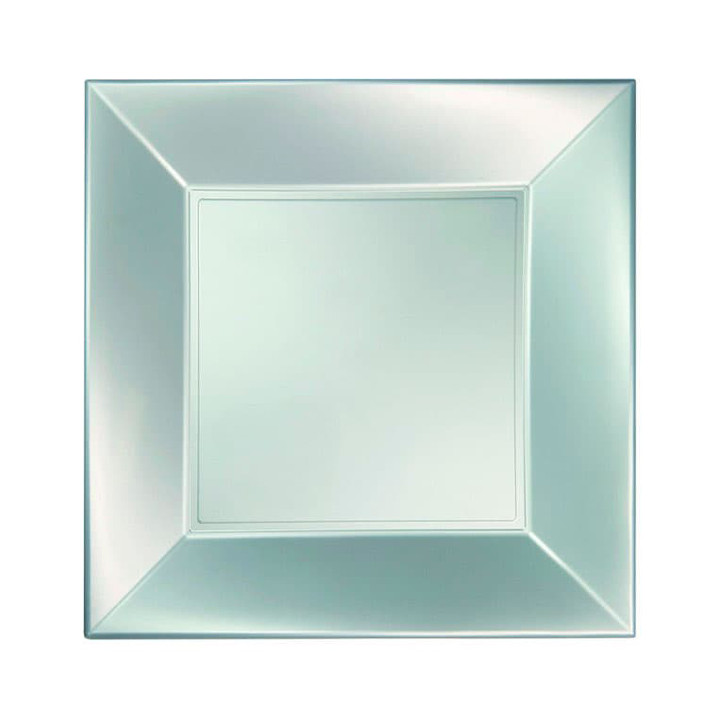 Plastic Plate Flat Silver "Nice" Pearl PP 18 cm (300 Units)