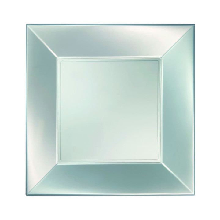 Plastic Plate Flat Silver "Nice" Pearl PP 29 cm (144 Units)