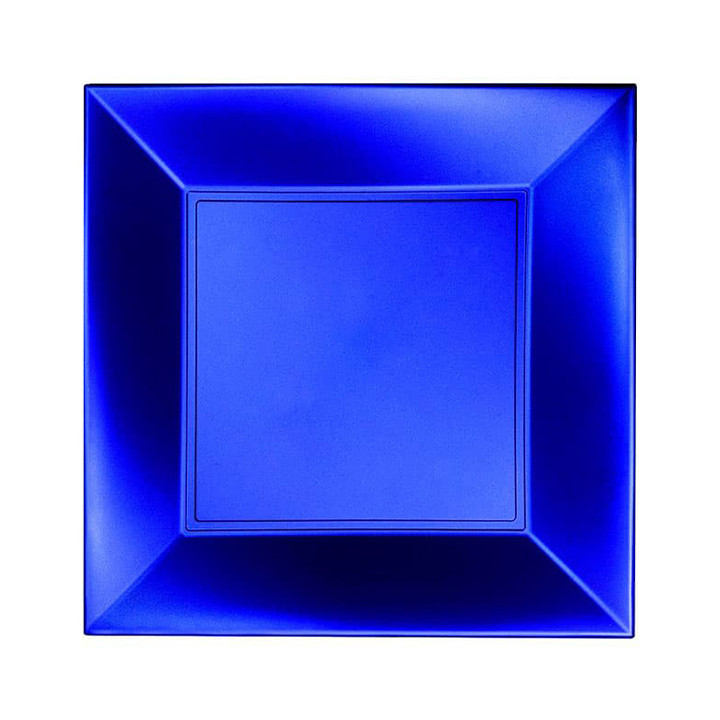 Plastic Plate Flat Blue "Nice" Pearl PP 18 cm (25 Units) 