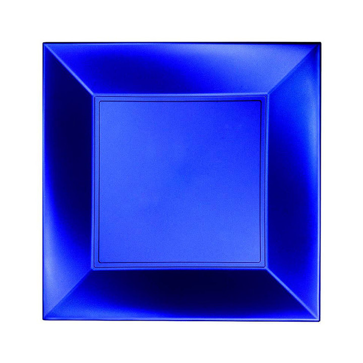 Plastic Plate Flat Blue "Nice" Pearl PP 23 cm (25 Units)