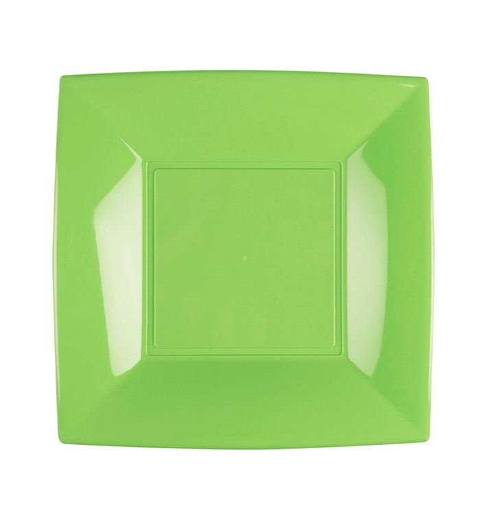 Plastic Plate Flat Lime Green "Nice" PP 23 cm (25 Units) 