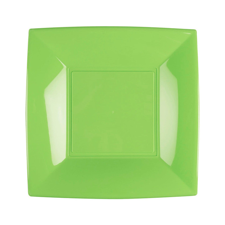 Plastic Plate Flat Lime Green "Nice" PP 23 cm (300 Units)