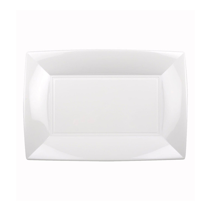 Plastic Tray Microwavable White "Nice" 28x19cm (12 Units) 