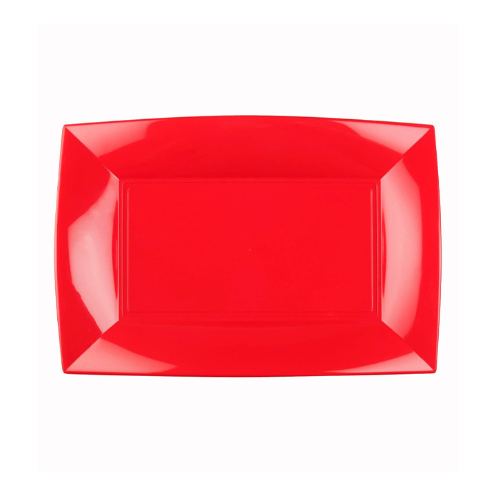 Plastic Tray Microwavable Red "Nice" 28x19cm (240 Units)