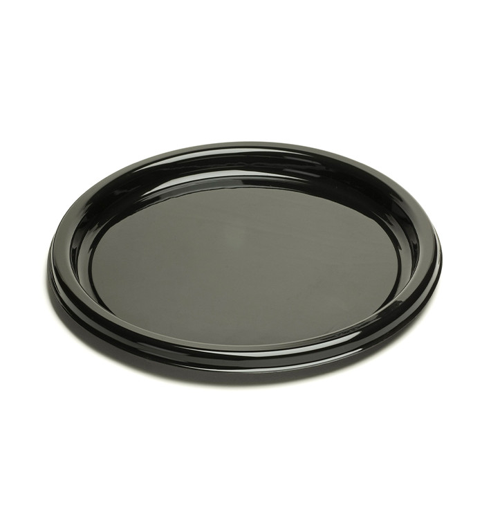 Plastic Tray Round Shape Black 30 cm (10 Units) 