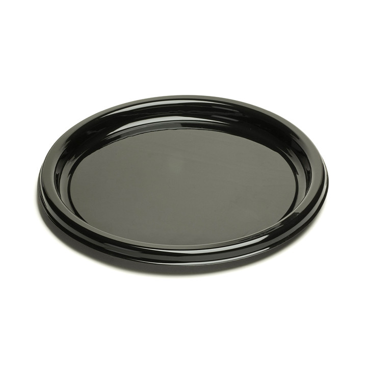 Plastic Tray Round Shape Black 30 cm (50 Uds)