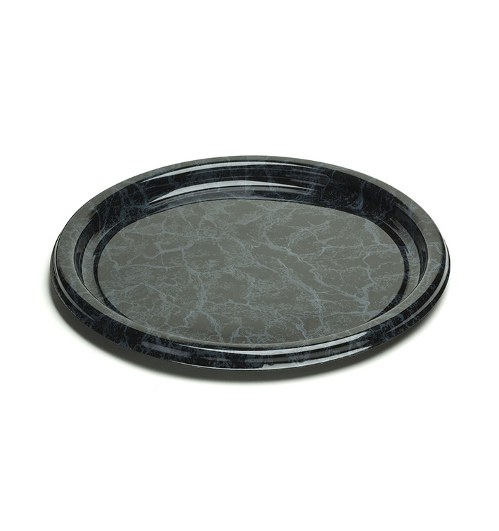 Plastic Tray Round Shape Marble 30 cm (50 Uds)