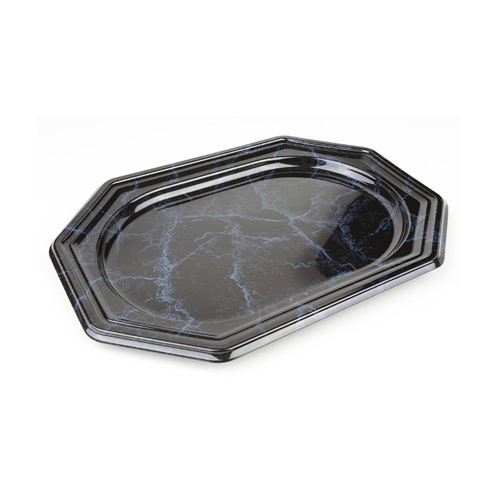 Plastic Platter Octogonal Shape Marble 27x19 cm (50 Units)