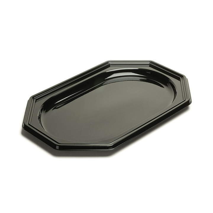Plastic Platter Octogonal Shape Black 27x19 cm (50 Units)