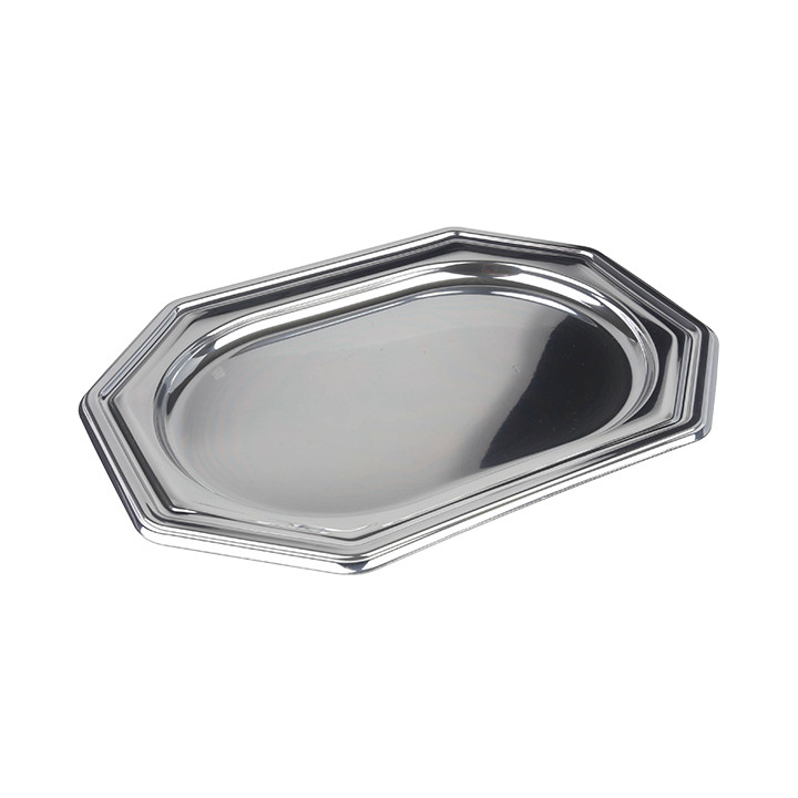 Plastic Platter Octogonal Shape Silver 27x19 cm (50 Units)