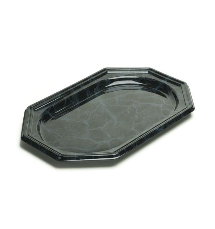 Plastic Platter Octogonal Shape Marble 55x38 cm (50 Units)
