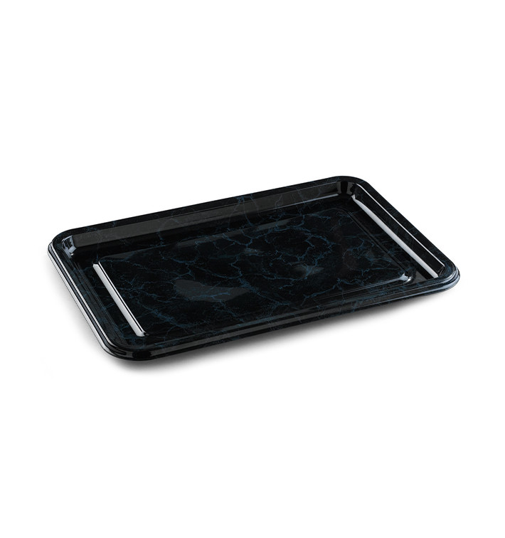Plastic Tray Rectangular Shape Marble 35X24 cm (50 Uds)